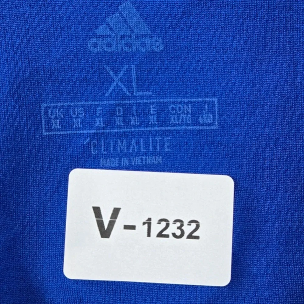 Adidas Men Polo Shirt XL Blue Climalite Performance‎ Logo Short Sleeve